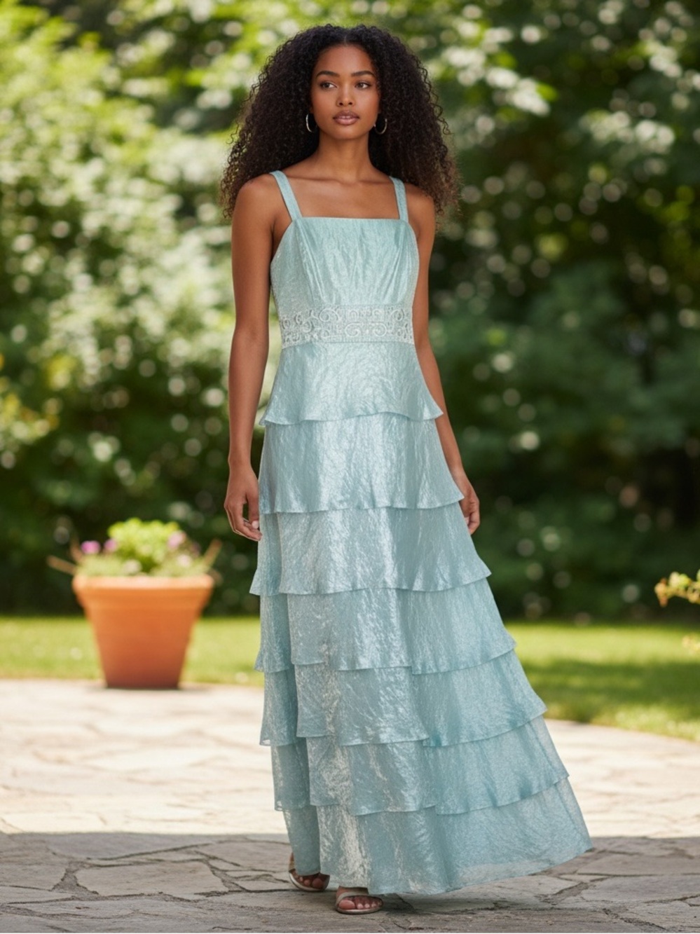 R&M Richards Tafetta 2Piece Gown and Bolero Set NWT Blue Sz 14 Style Vintage 80s - Picture 2 of 14